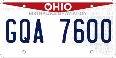 OH license plate GQA7600