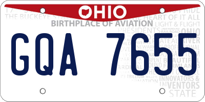OH license plate GQA7655