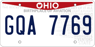 OH license plate GQA7769