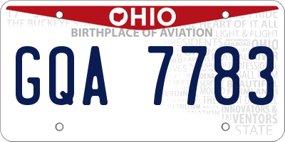 OH license plate GQA7783