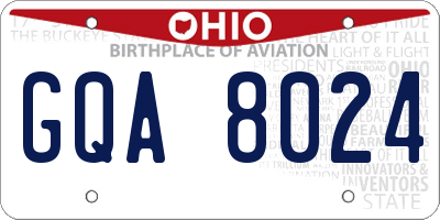 OH license plate GQA8024