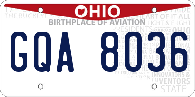 OH license plate GQA8036