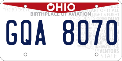OH license plate GQA8070