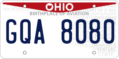 OH license plate GQA8080