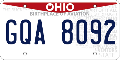 OH license plate GQA8092