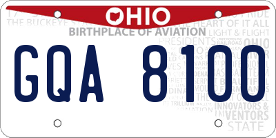 OH license plate GQA8100