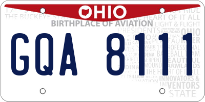 OH license plate GQA8111