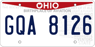 OH license plate GQA8126