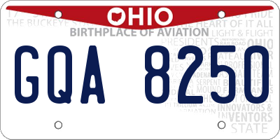 OH license plate GQA8250