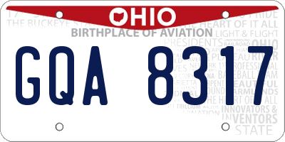 OH license plate GQA8317