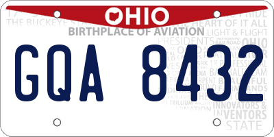 OH license plate GQA8432