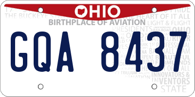 OH license plate GQA8437