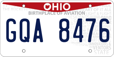 OH license plate GQA8476