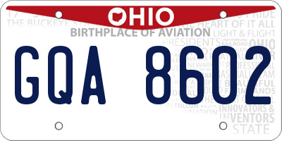 OH license plate GQA8602