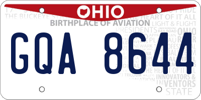 OH license plate GQA8644