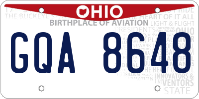 OH license plate GQA8648