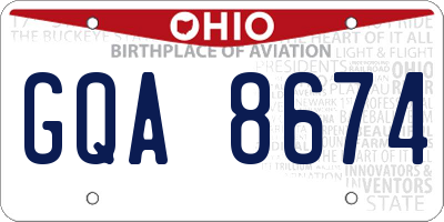 OH license plate GQA8674