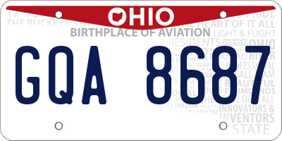 OH license plate GQA8687