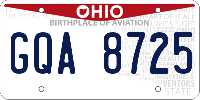 OH license plate GQA8725