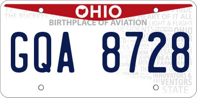 OH license plate GQA8728