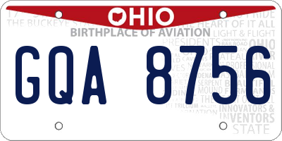 OH license plate GQA8756