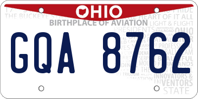 OH license plate GQA8762