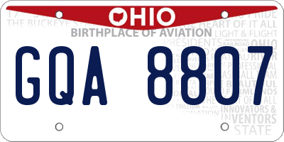 OH license plate GQA8807