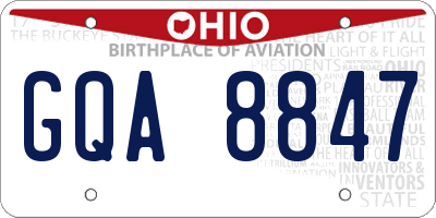 OH license plate GQA8847