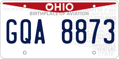 OH license plate GQA8873
