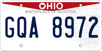 OH license plate GQA8972