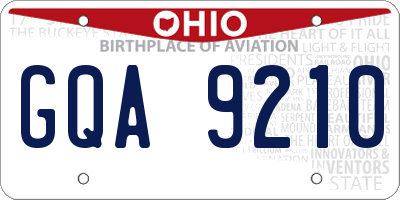 OH license plate GQA9210