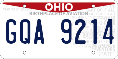 OH license plate GQA9214
