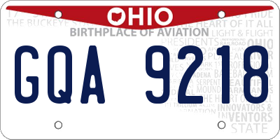 OH license plate GQA9218