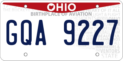 OH license plate GQA9227