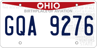 OH license plate GQA9276