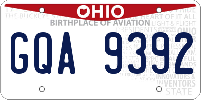OH license plate GQA9392