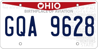 OH license plate GQA9628