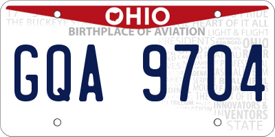 OH license plate GQA9704