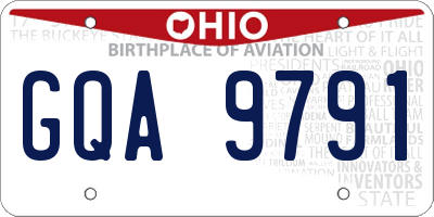 OH license plate GQA9791