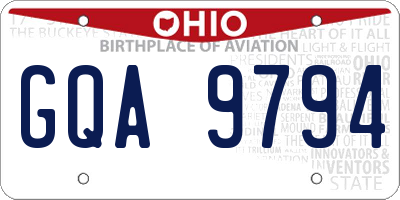 OH license plate GQA9794