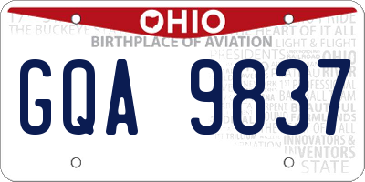 OH license plate GQA9837