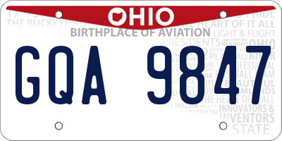 OH license plate GQA9847