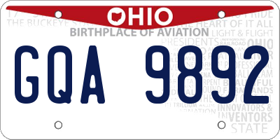 OH license plate GQA9892