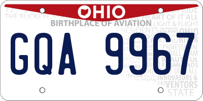 OH license plate GQA9967