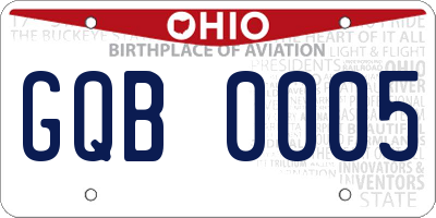OH license plate GQB0005