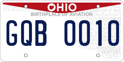 OH license plate GQB0010