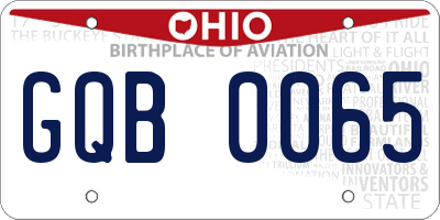 OH license plate GQB0065