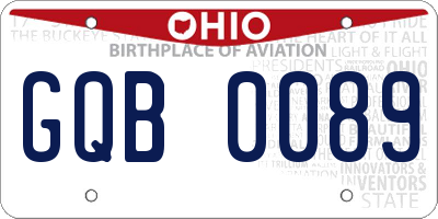 OH license plate GQB0089