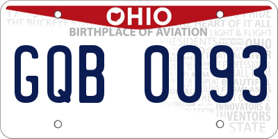 OH license plate GQB0093