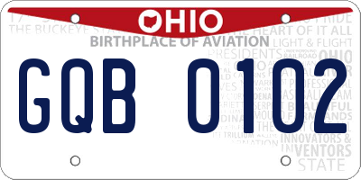 OH license plate GQB0102